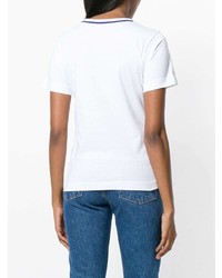 T-shirt girocollo stampata bianca e blu di Philosophy di Lorenzo Serafini