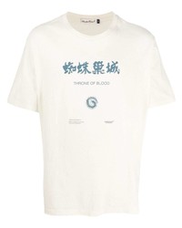 T-shirt girocollo stampata bianca e blu di Undercover