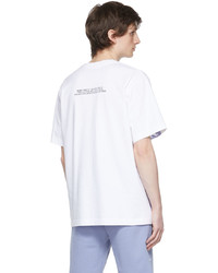 T-shirt girocollo stampata bianca e blu di Helmut Lang