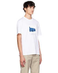 T-shirt girocollo stampata bianca e blu di AFFXWRKS