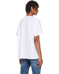 T-shirt girocollo stampata bianca e blu di Alexander McQueen