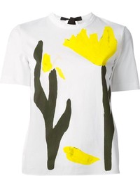 T-shirt girocollo stampata bianca e gialla di Marni