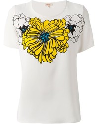 T-shirt girocollo stampata bianca e gialla di P.A.R.O.S.H.