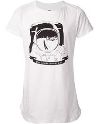 T-shirt girocollo stampata bianca e nera