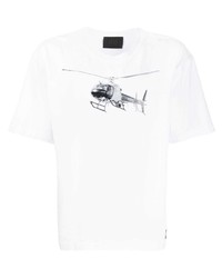 T-shirt girocollo stampata bianca e nera di 000 Worldwide