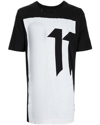 T-shirt girocollo stampata bianca e nera di 11 By Boris Bidjan Saberi