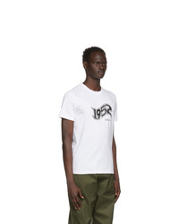T-shirt girocollo stampata bianca e nera di Moncler Genius