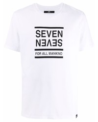 T-shirt girocollo stampata bianca e nera di 7 For All Mankind