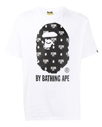 T-shirt girocollo stampata bianca e nera di A Bathing Ape