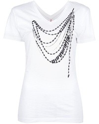 T-shirt girocollo stampata bianca e nera di A.F.Vandevorst