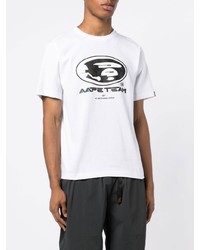 T-shirt girocollo stampata bianca e nera di AAPE BY A BATHING APE