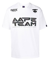 T-shirt girocollo stampata bianca e nera di AAPE BY A BATHING APE