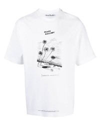 T-shirt girocollo stampata bianca e nera di Acne Studios