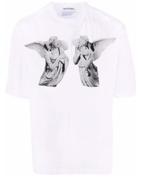 T-shirt girocollo stampata bianca e nera di Acne Studios