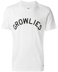 T-shirt girocollo stampata bianca e nera di adidas