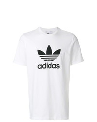 T-shirt girocollo stampata bianca e nera di adidas