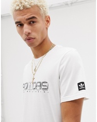 T-shirt girocollo stampata bianca e nera di Adidas Skateboarding