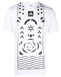 T-shirt girocollo stampata bianca e nera di adidas Tennis