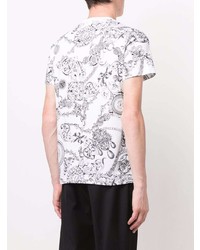 T-shirt girocollo stampata bianca e nera di VERSACE JEANS COUTURE