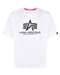 T-shirt girocollo stampata bianca e nera di Alpha Industries