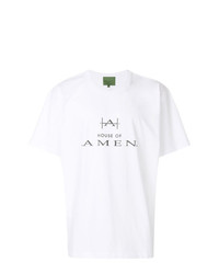 T-shirt girocollo stampata bianca e nera di Amen