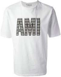 T-shirt girocollo stampata bianca e nera di Ami