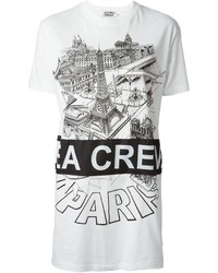 T-shirt girocollo stampata bianca e nera di Andrea Crews