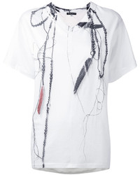 T-shirt girocollo stampata bianca e nera di Ann Demeulemeester