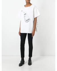 T-shirt girocollo stampata bianca e nera di MM6 MAISON MARGIELA
