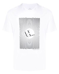 T-shirt girocollo stampata bianca e nera di Armani Exchange