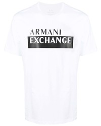 T-shirt girocollo stampata bianca e nera di Armani Exchange