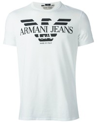T-shirt girocollo stampata bianca e nera di Armani Jeans