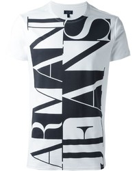 T-shirt girocollo stampata bianca e nera di Armani Jeans
