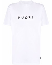 T-shirt girocollo stampata bianca e nera di Aspesi