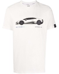 T-shirt girocollo stampata bianca e nera di Automobili Lamborghini