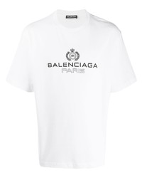 T-shirt girocollo stampata bianca e nera di Balenciaga