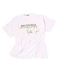 T-shirt girocollo stampata bianca e nera di Balenciaga