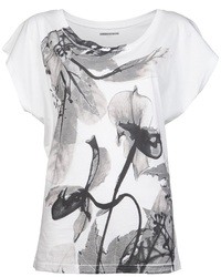 T-shirt girocollo stampata bianca e nera di Barbara Bui