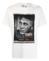 T-shirt girocollo stampata bianca e nera di Barbour By Steve Mc Queen