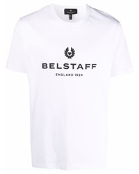 T-shirt girocollo stampata bianca e nera di Belstaff