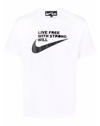 T-shirt girocollo stampata bianca e nera di Black Comme Des Garçons