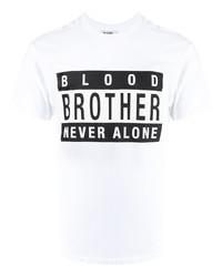 T-shirt girocollo stampata bianca e nera di Blood Brother