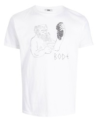 T-shirt girocollo stampata bianca e nera di Bode