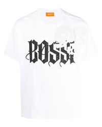 T-shirt girocollo stampata bianca e nera di Bossi Sportswear