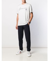 T-shirt girocollo stampata bianca e nera di Corneliani