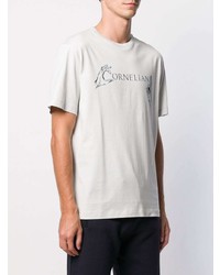 T-shirt girocollo stampata bianca e nera di Corneliani