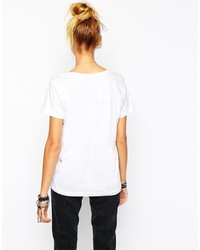 T-shirt girocollo stampata bianca e nera di Eleven Paris