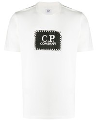 T-shirt girocollo stampata bianca e nera di C.P. Company