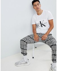 T-shirt girocollo stampata bianca e nera di Calvin Klein Jeans