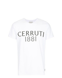 T-shirt girocollo stampata bianca e nera di Cerruti 1881
